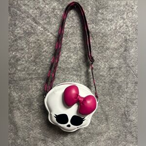 Loungefly Monster High Skullette Crossbody Bag with Coin Bag White Pink